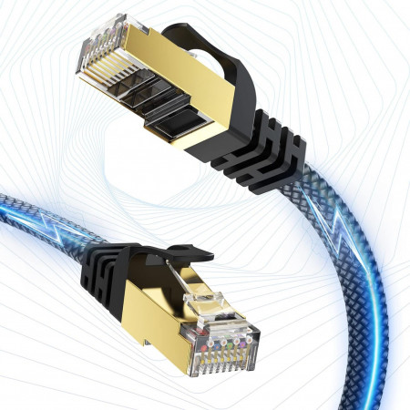 Cablu retea de mare viteza Holabuy, RJ40 2000Gbps/49Mhz, nailon, albastru, 5 m