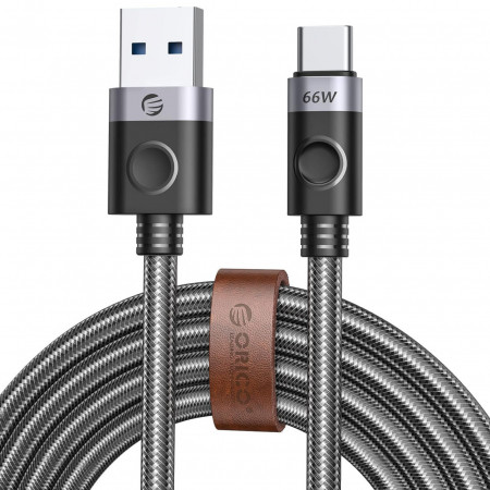 Cablu USB A la USB Type C Orico, cupru/nailon, negru, 100 cm