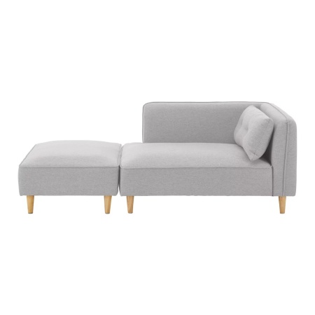 Canapea modulara Fanny în aspect de in gri deschis, cu taburet, 154/55/73 cm