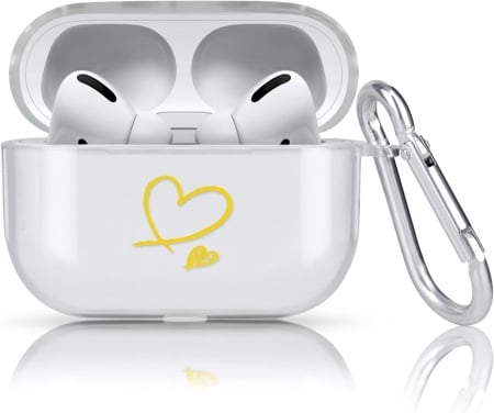 Carcasa de protectie pentru Airpods Pro Newseego, TPU/metal, alb/auriu