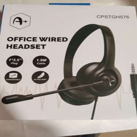 Casti cu microfon Office A+, 3.5'' plug, cable 1.9m, black, Resigilat, Grad A