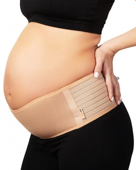 Centura abdominala pentru gravide Azmed, textil, bej, marime universala