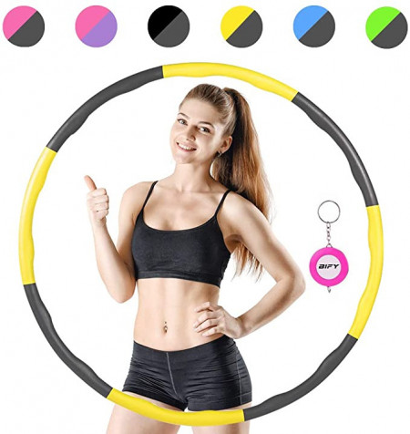 Cerc pentru fitness/masaj Bify, metal/spuma, gri/galben, 88 cm