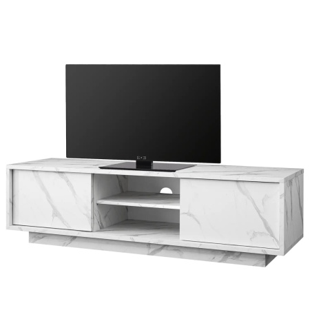 Comoda TV Carrara, PAL, alb/gri, 139 x 44 x 43 cm