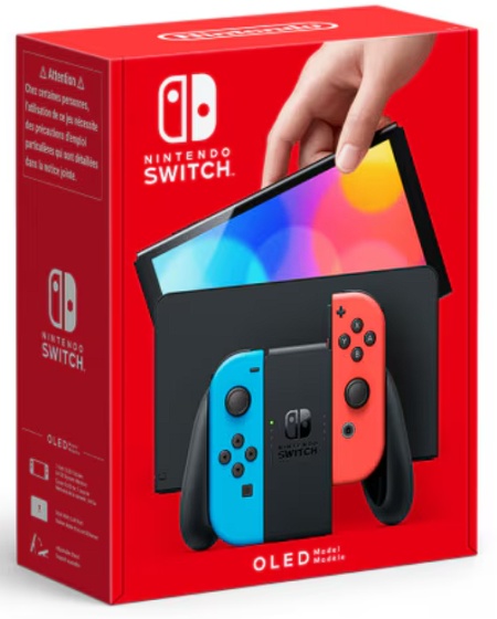 Consola de jocuri Nintendo Switch model OLED, rosu neon/albastru, Resigilat, Grad A