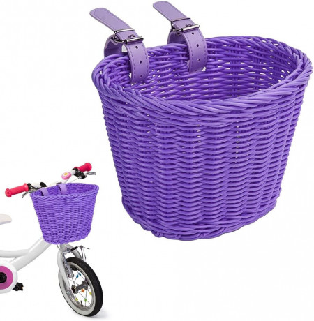 Cos de bicicleta pentru copii Eubswa, plastic, mov, 21 x 16 x 16 cm