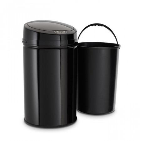 Cos de gunoi, otel inoxidabil, negru, 57 x 31 x 31 cm - Img 1