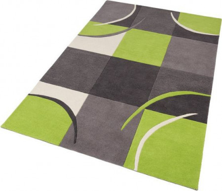 Covor Theko Exclusiv_GW, textil, gri/verde/alb, 60 x 90 cm - Img 1