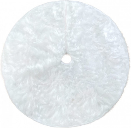 Covoras de plus pentru bradul de Craciun YXHZVON, blana sintetica, alb, 90 cm