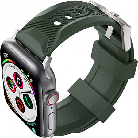 Curea pentru Apple Watch AHASTYLE, silicon, verde inchis, 15-23,5 cm