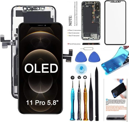 Ecran OLED pentru iPhone 11 Pro Tsiofo, cu kit de monatare, 5,8 inchi