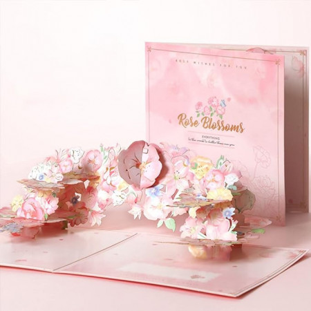 Felicitare 3D Innbox, model floral, multicolor, hartie, 16x16cm