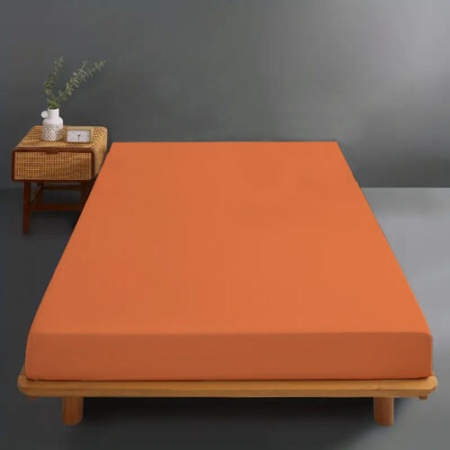 Husa de pat din bumbac 100%, tricot, portocaliu, 160x200 cm