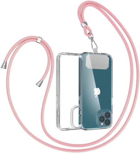 Husa de protectie cu snur pentru iPhone 11 Pro Gumo, TPU/poliester, transparent/roz, 5,8 inchi