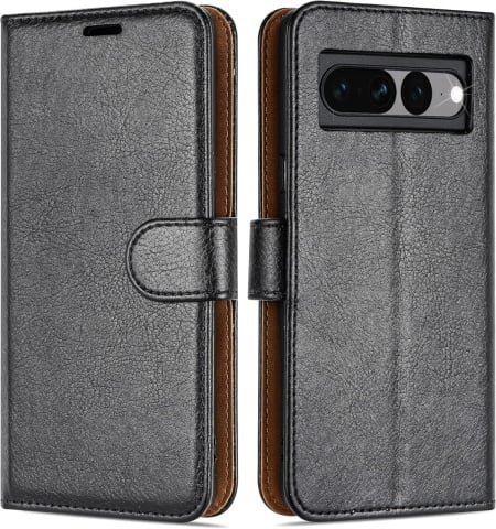 Husa de protectie flip pentru Google Pixel 7 Pro Case Collection, TPU/piele PU, negru/maro, 6,7 inchi