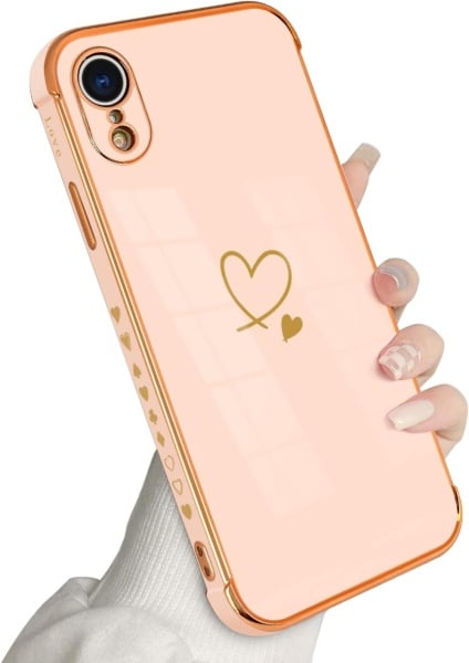 Husa de protectie pentru iPhone XR Newseego, silicon, roz deschis/auriu, 6,1 inchi