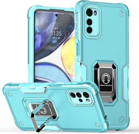 Husa de protectie pentru Motorola Moto E32/Moto E32s Atisijie, TPU/metal, albastru deschis/argintiu, 6,5 inchi