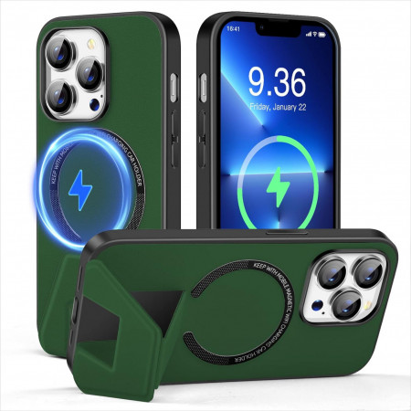 Husa magnetica pentru iPhone 14 MAX UNDEUX, piele PU, verde, 6,7 inchi