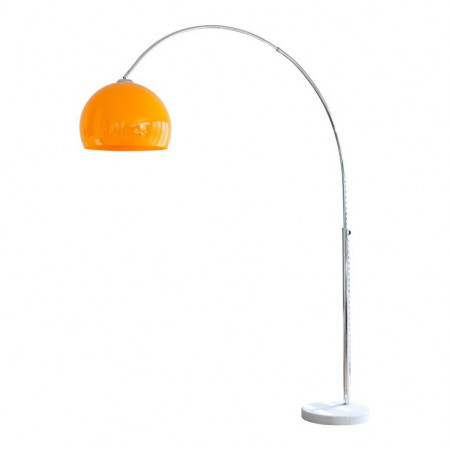 Lampadar arcuit Ashlock, metal/ plastic/ piatra, abajur portocaliu, inaltime 208 cm