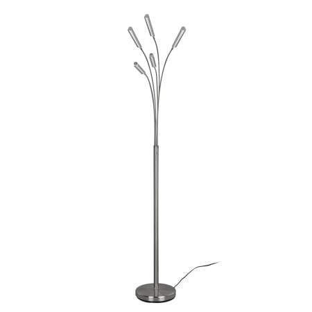 Lampadar Reed, 5 lumini, metal/polietilena, argintiu, 31 x 196 x 86 cm