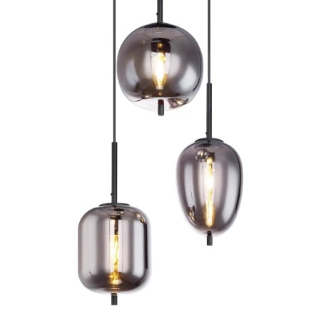 Lustra tip pendul Blacky, 3 lumini, metal/sticla, gri/negru, 46 x 120 cm