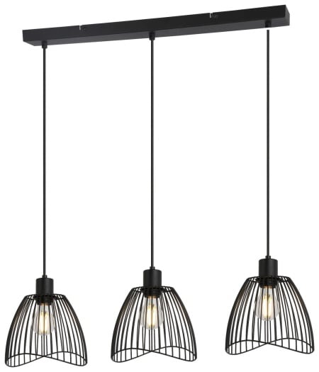 Lustra tip pendul Eliot, 3 lumini, metal, negru, 80 x 20 x 120 cm