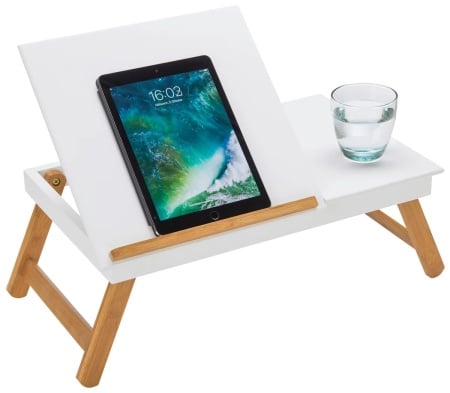 Masă pentru laptop în culori albe/naturale, 53/20,5-43/33 cm