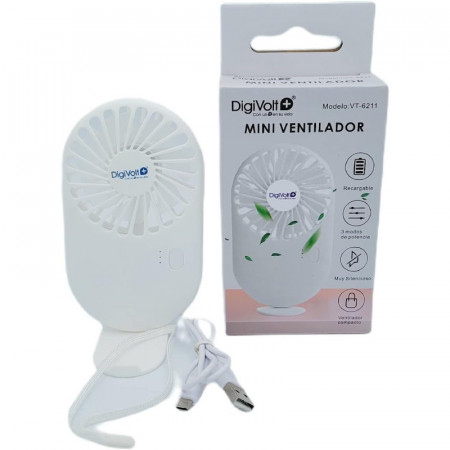 Mini ventilator de birou Elegancy, alb, plastic, USB - Img 1