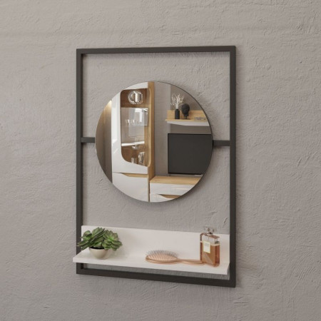 Oglinda Places of Style, lemn/sticla, alb/negru, 99, 6 x 64,6 x 6,6 cm