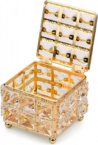 Organizator de bijuterii Aprilye, metal/sticla, auriu, 9 x 9 x 8 cm - Img 1