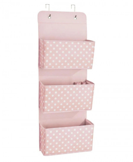 Organizator suspendat mDesign, textil, alb/roz, 91 x 13 x 11,4 cm