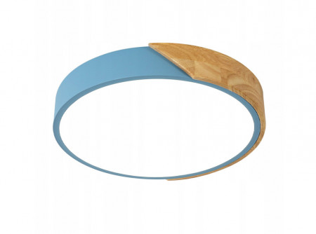 Plafoniera Eulane, LED, metal/lemn, albastru/natur, 30 x 30 x 5 cm