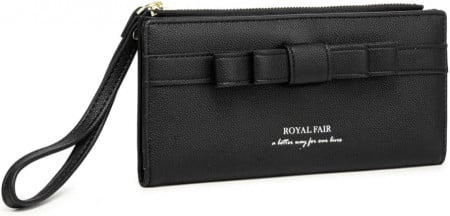 Portofel pentru dama ROYALFAIR, piele PU, negru, 19,5 x 9, 5 cm