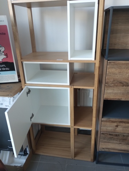 Raft de depozitare Insar by Otto, MDF, natur/alb, 70 x 38 x 199 cm