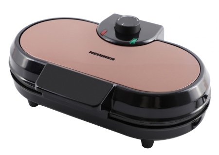 RESIGILAT - APARAT DE FACUT GOFRE HEINNER HWF-1000CR, 1000W, placi cu invelis antiaderent, Negru/aramiu