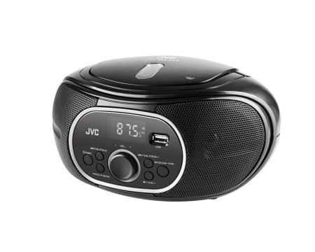 RESIGILAT - Radio cu CD JVC RD-E221B, 2 x 1.3 W RMS, FM/USB/MP3, AUX IN, iesire pentru casti, negru