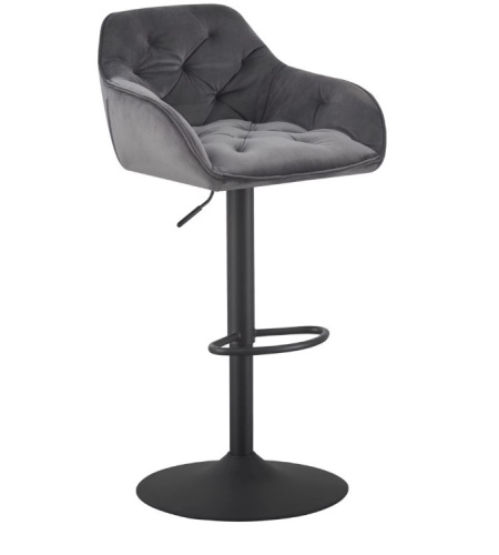 Scaun de bar din catifea Eileen gri/negru