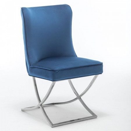 Scaun Shaffer, metal, crom/albastru, 95 x 53 x 60 cm - Img 1