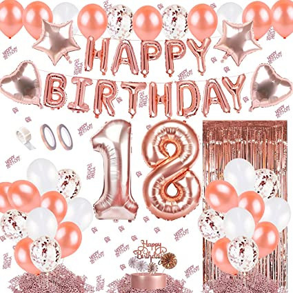 Set aniversar pentru 18 de ani JSTC, hartie/latex/folie, rose gold