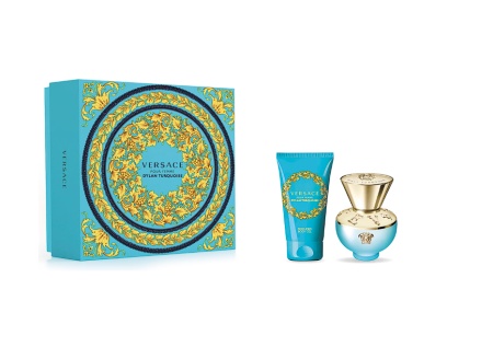 Set cadou Versace Dylan Turquoise Femme, Femei: Apa de toaleta, 30 ml + Gel de dus, 50 ml, Resigilat, Grad B