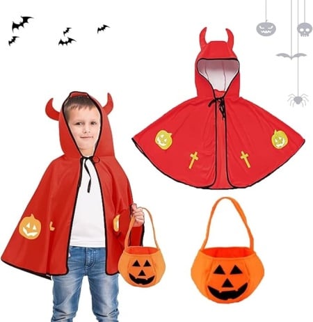 Set costum de Halloween si o geanta pentru copii Aomaigad, poliester, multicolor, 12 ani