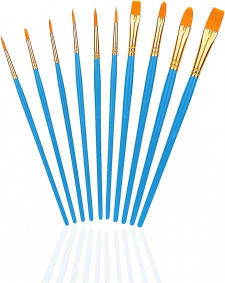 Set de 10 pensule pentru pictura Thirei, plastic, albastru, 16-18 cm - Img 1