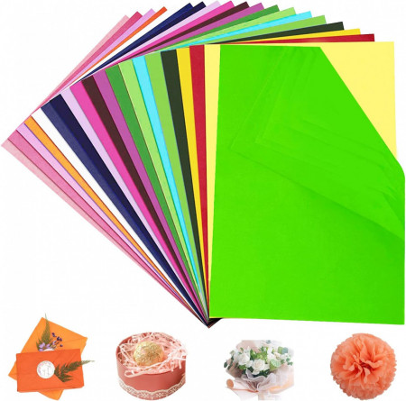 Set de 100 coli de hartie pentru artizanat Thirei, multicolor, 30 x 21 cm