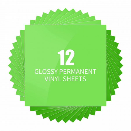 Set de 12 foi audoadezive Lya Vinyl, PVC, verde, 30,5 x 30,5 cm