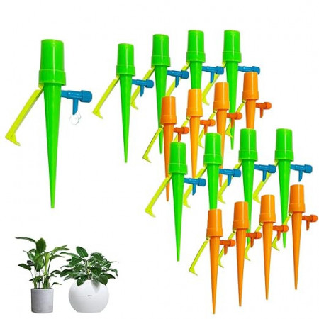 Set de 16 sisteme de irigare a plantelor automat QILUCKY, plastic, verde/portocaliu, 16,5 x 3,6 x 2 cm.