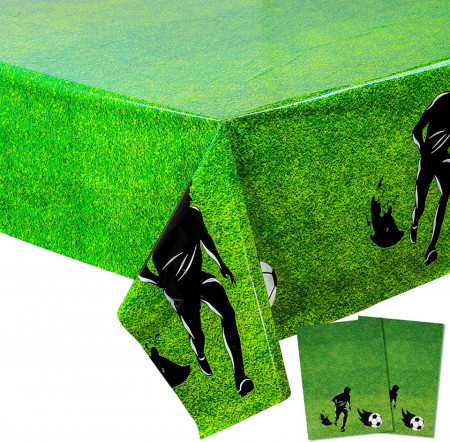 Set de 2 fete de masa de unica folosinta Qpout, polipropilena, verde/negru, 132 x 220 cm