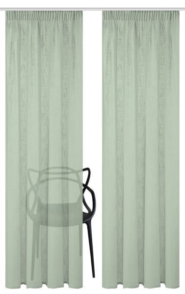 Set de 2 perdele Softy, poliester, verde salvie, 140 x 245 cm