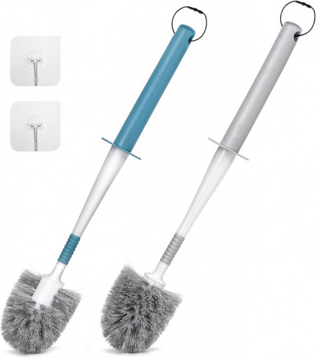 Set de 2 perii de toaleta TUUGOTOUU, ABS/PP, albastru/gri, 40,5 x 7,5 cm
