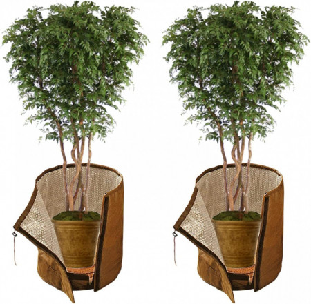 Set de 2 saci de protectie plante TAZZOR, maro, poliester, 45 x 50 cm - Img 1