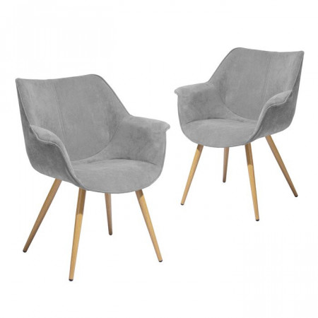 Set de 2 scaune Aisling, tapitate, gri, 79,5 x 66 x 69 cm - Img 1